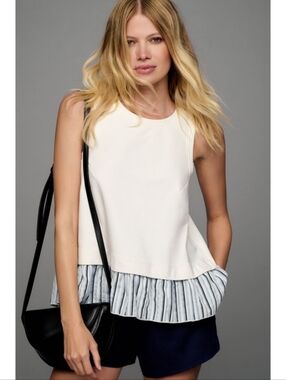 𝗔𝗻𝘁𝗵𝗿𝗼𝗽𝗼𝗹𝗼𝗴𝗶𝗲 Open-Back Twofer Tank in Ivory Combo Medium